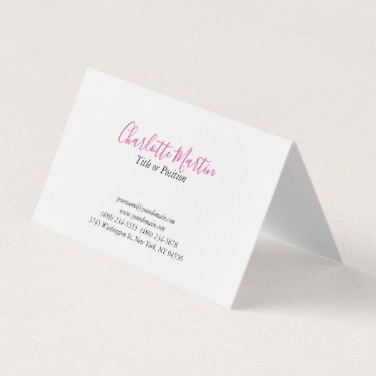 Carte De Visite Professional Pink White Manager Consultant Chief (Devant)