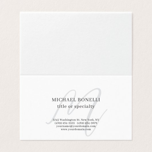 Carte De Visite Professional Plain Modern Minimalist Monogrammed (Extérieur déplié)
