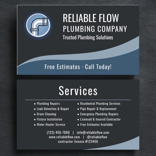 Carte De Visite Professional Plumber Plumbing Company