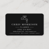 Carte De Visite Professional Plumbing Service Black & Silver (Devant)