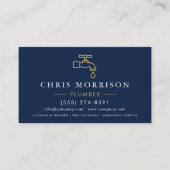 Carte De Visite Professional Plumbing Service Plumber Navy Blue (Devant)