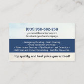 Carte De Visite Professional Plumbing Services  (Dos)
