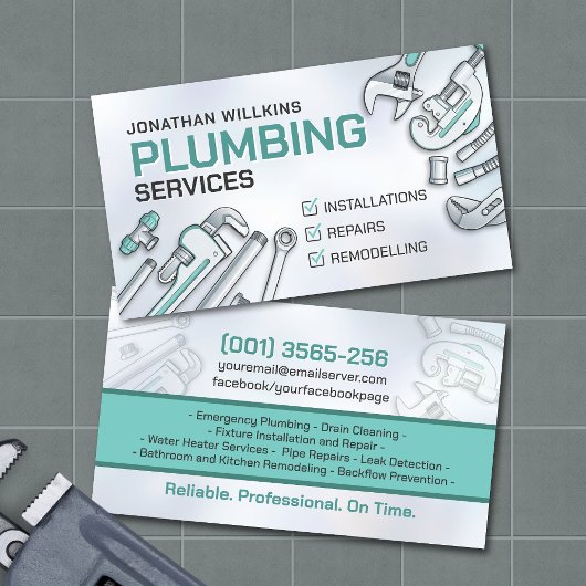 Carte De Visite Professional Plumbing Services 