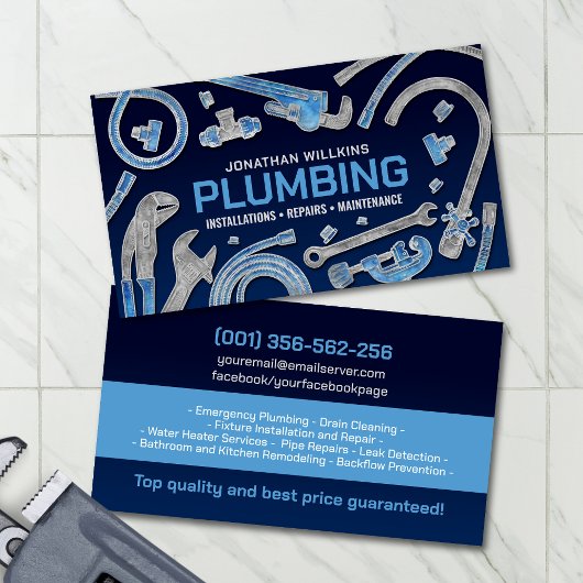Carte De Visite Professional Plumbing Services 
