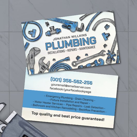 Carte De Visite Professional Plumbing Services 