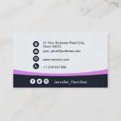 Carte De Visite Professional Purple ajoutez votre logo QR Code Pho (Dos)