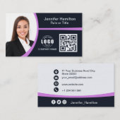 Carte De Visite Professional Purple ajoutez votre logo QR Code Pho (Devant / Derrière)