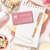 Carte De Visite Professional QR Code Aviation Pink White Custom