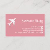 Carte De Visite Professional QR Code Aviation Pink White Custom (Devant)