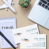 Carte De Visite Professional QR Code Cessna Airplane Blue Custom