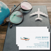 Carte De Visite Professional QR Code Cessna Airplane Blue Custom