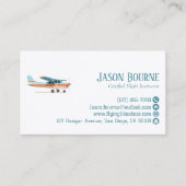 Carte De Visite Professional QR Code Cessna Airplane Blue Custom (Devant)