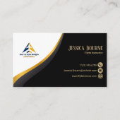 Carte De Visite Professional QR Code Elegant Black Gold Pilot (Devant)
