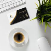 Carte De Visite Professional QR Code Elegant Black Gold Pilot