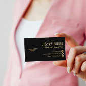 Carte De Visite Professional QR Code Elegant Black Gold Pilot Lux