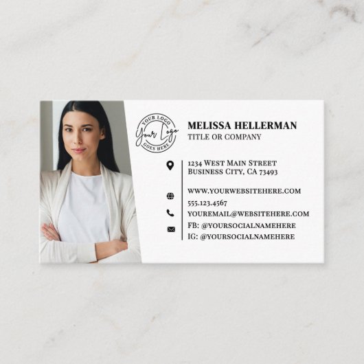 Carte De Visite Professional QR Code Photo Your Logo (Devant)