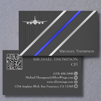 Carte De Visite Professional QR Code Pilot Stylish Aviation