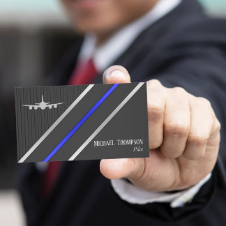 Carte De Visite Professional QR Code Pilot Stylish Aviation