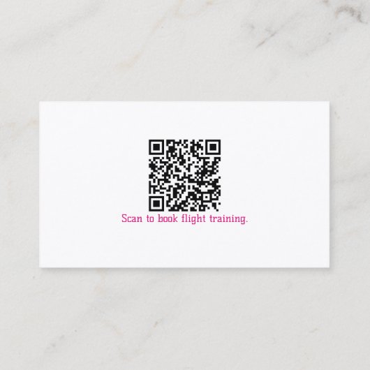 Carte De Visite Professional QR Code Pink Plane Flight Instructor (Dos)
