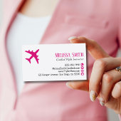 Carte De Visite Professional QR Code Pink Plane Flight Instructor