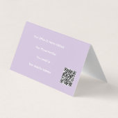 Carte De Visite Professional QR Code Purple White Lavender Violet (Dos)