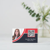 Carte De Visite Professional Red ajoutez votre logo QR Code Photo (Debout devant)