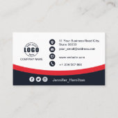 Carte De Visite Professional Red ajoutez votre logo QR Code Photo (Dos)
