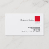 Carte De Visite Professional Red White Simple Plain Architect (Devant)