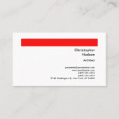 Carte De Visite Professional Red White Simple Plain Architect (Devant)