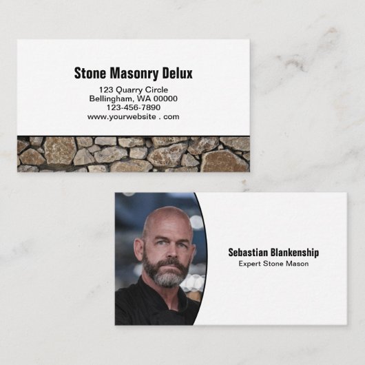 Carte De Visite Professional Replaceable Photo Stone Wall Border (Devant / Derrière)