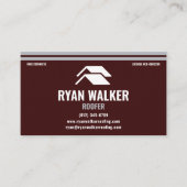 Carte De Visite Professional Roofing Modern Maroon & Silver Stripe (Devant)