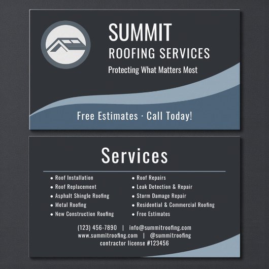 Carte De Visite Professional Roofing Roofer Company