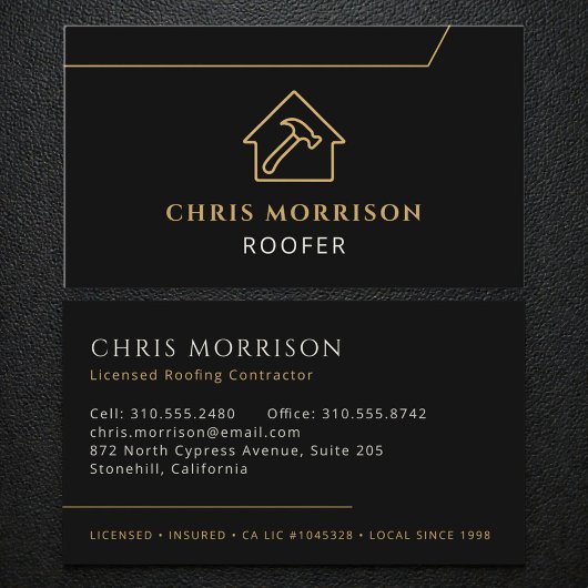 Carte De Visite Professional Roofing Roofer Construction Black