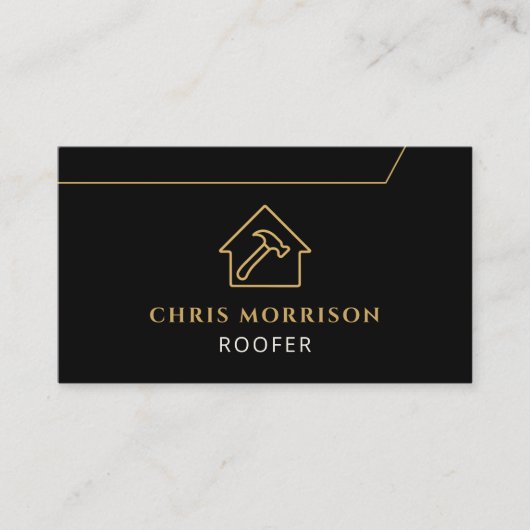 Carte De Visite Professional Roofing Roofer Construction Black (Devant)
