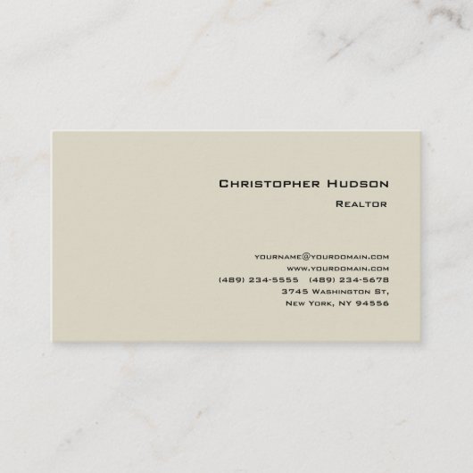 Carte De Visite Professional Simple Plain Realtor Real Estate (Devant)