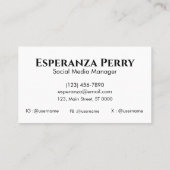 Carte De Visite Professional Sleek Bold Noir Monogramme Classique (Dos)