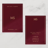 Carte De Visite Professional Sleek Gold Monogram Luxury Silk (Devant / Derrière)