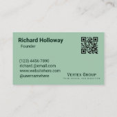 Carte De Visite Professional Sleek Moderne Gras Vert foncé Propre (Dos)