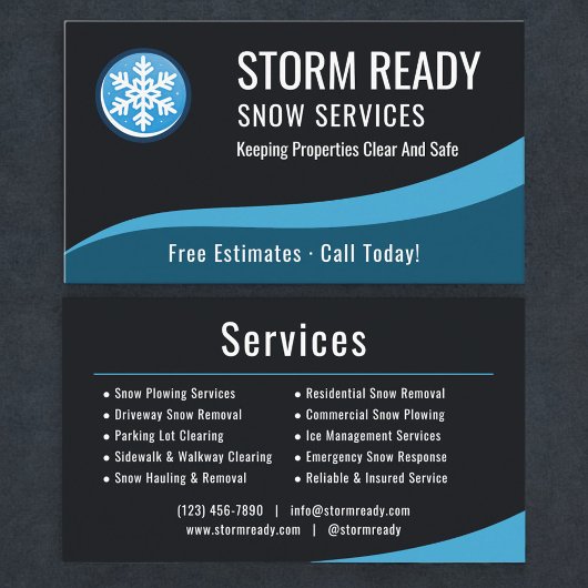 Carte De Visite Professional Snow Removal Service Company