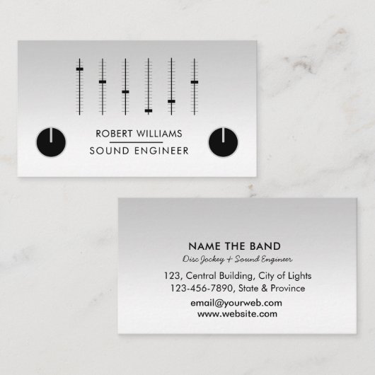 Carte De Visite Professional Sound Engineer Music DJ Audio Control (Devant / Derrière)