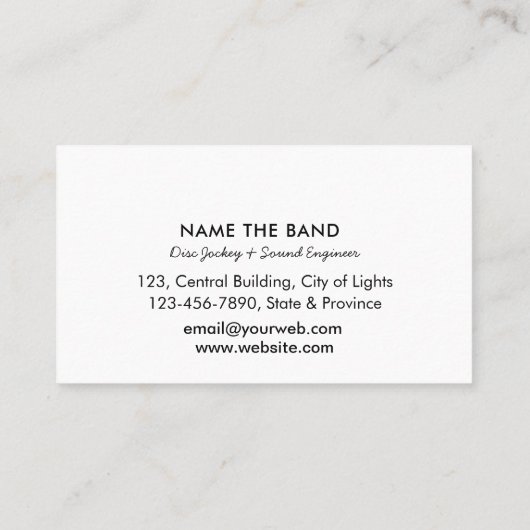 Carte De Visite Professional Sound Engineer Music DJ Audio Control (Dos)