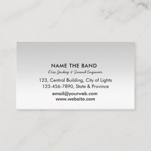 Carte De Visite Professional Sound Engineer Music DJ Audio Control (Dos)