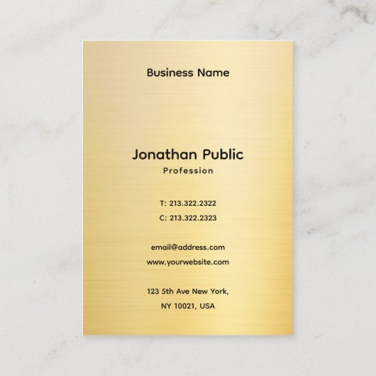 Carte De Visite Professional Stylish Faux Gold Template (Dos)