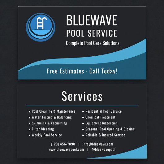 Carte De Visite Professional Swimming Pool Service Company