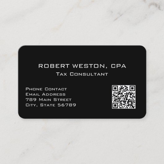 Carte De Visite Professional Tax Accountant Editable QR Code (Devant)