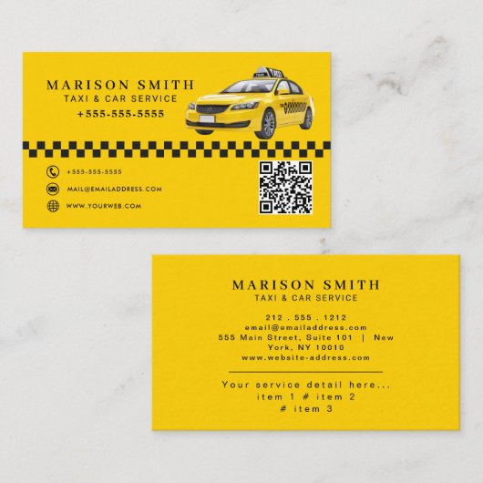Carte De Visite Professional Taxi Service  (Devant / Derrière)