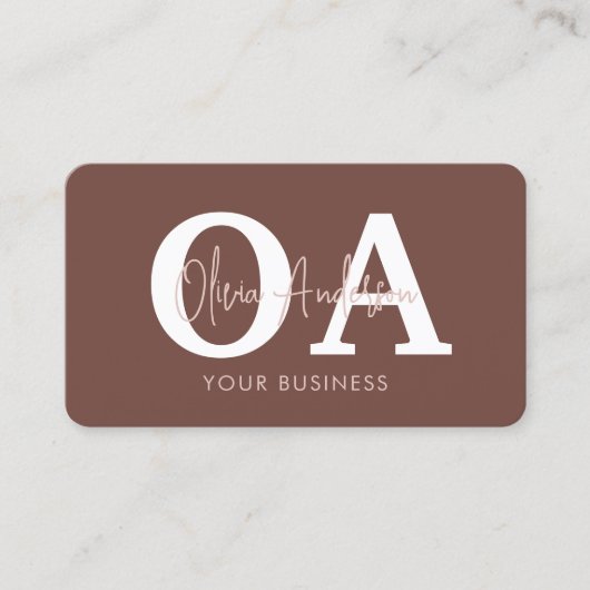 Carte De Visite Professional Terracotta QR Code Monogram (Devant)