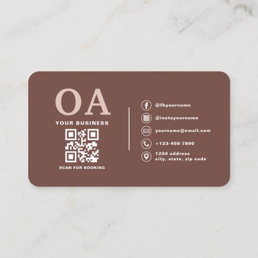 Carte De Visite Professional Terracotta QR Code Monogram (Dos)