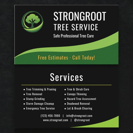 Carte De Visite Professional Tree Service Arborist Company