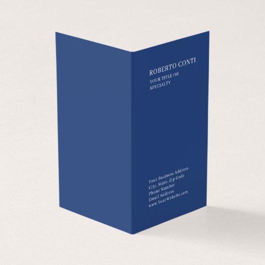 Carte De Visite Professional Unique Plain Minimalist Blue (Extérieur)